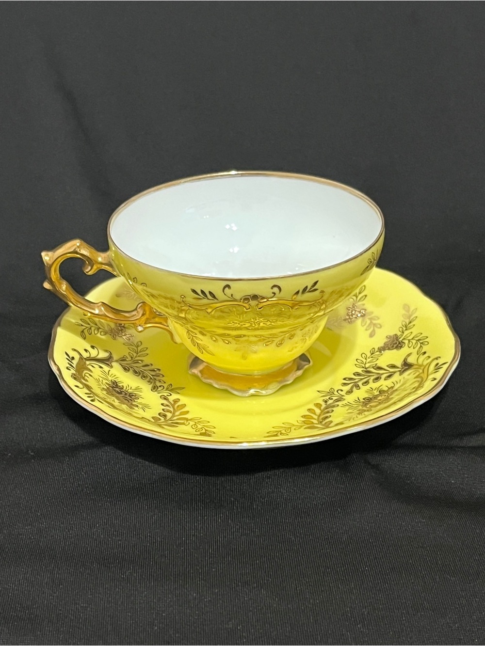 Chubu China Japan Cherry 3452 Yellow Gold Teacup & Saucer Set Vintage